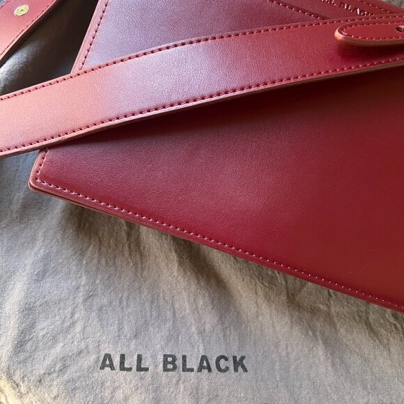 All Black Brand Crossbody Burgundy Leather Bag Handbag - Picture 7 of 8